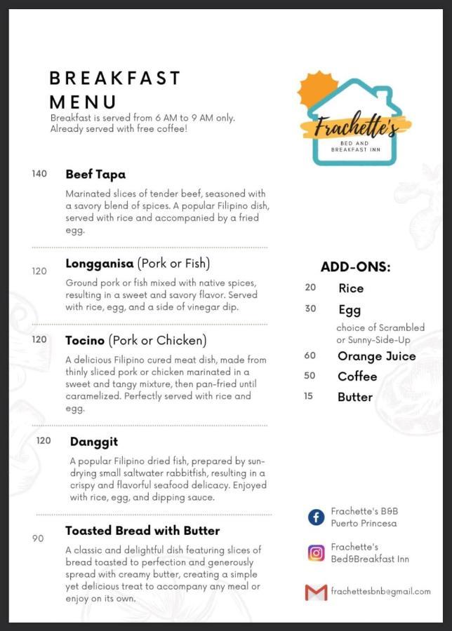 Frachette'S Bed & Breakfast 푸에르토프린세사 외부 사진